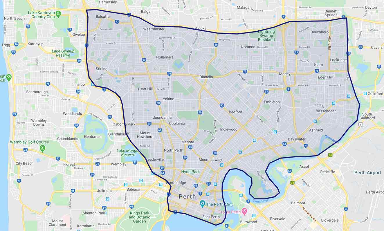 Mount lawley region map